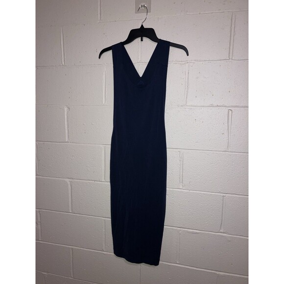 Donna Karan Active Midi-length Dress Womens Round-Neck Stretch Size XS Navy - Picture 15 of 16